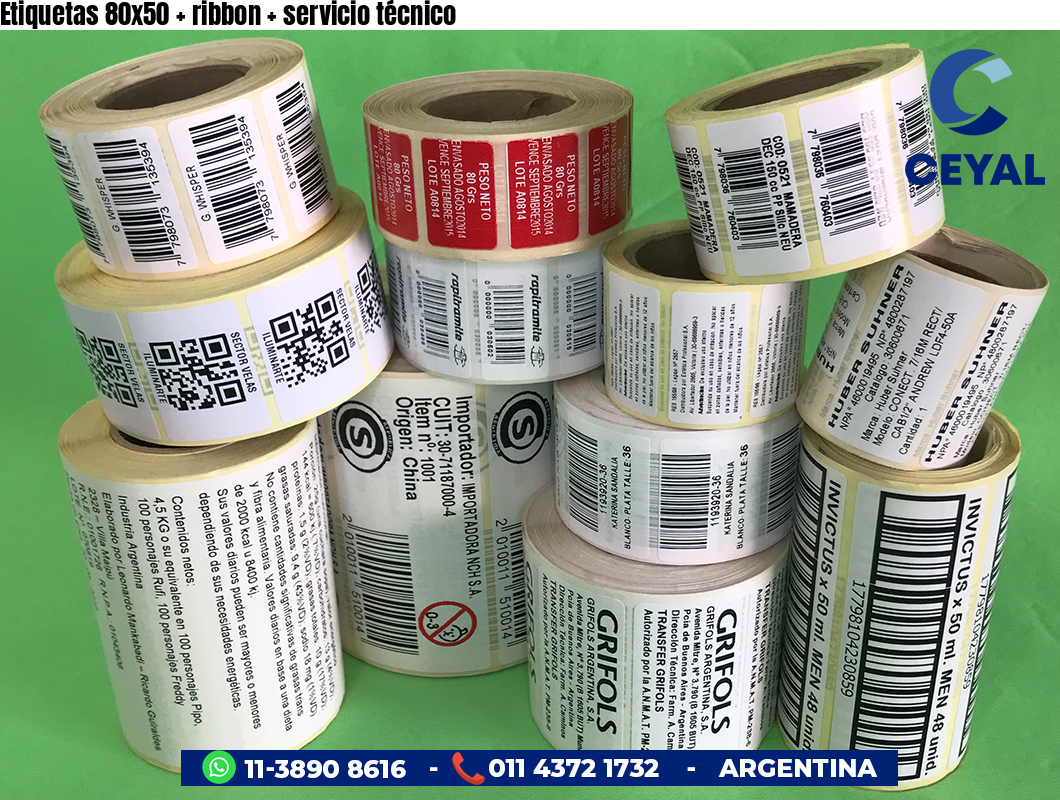 Etiquetas 80x50 ribbon servicio técnico