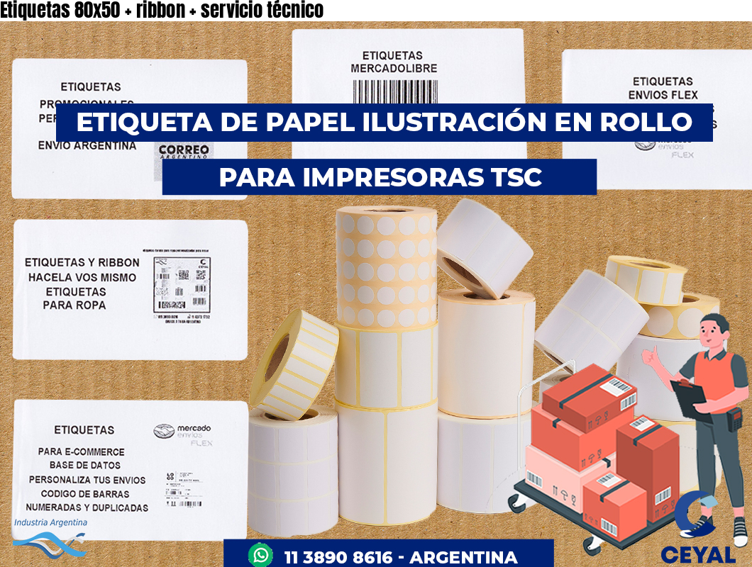 Etiquetas 80x50 ribbon servicio técnico