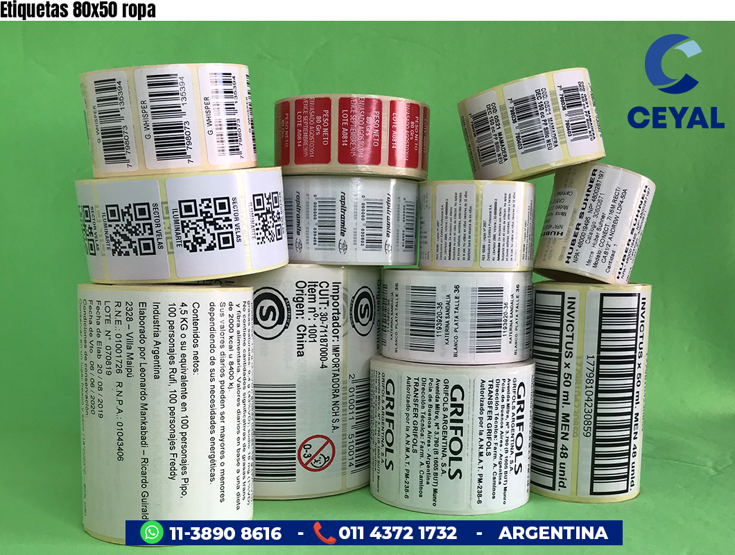 Etiquetas 80x50 ropa