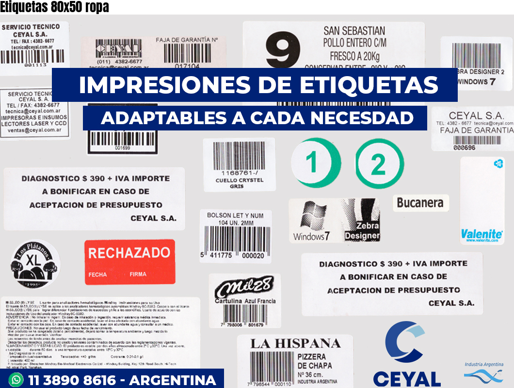 Etiquetas 80x50 ropa