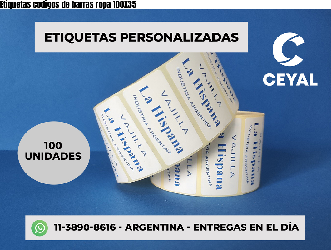 Etiquetas codigos de barras ropa 100X35