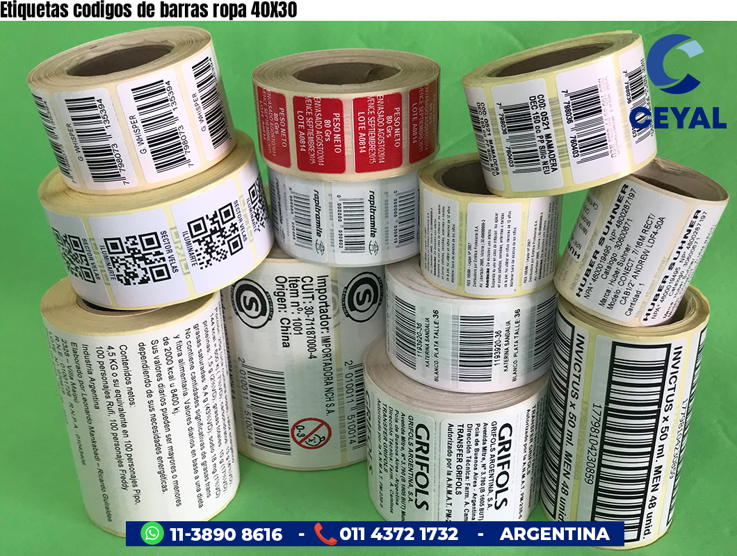 Etiquetas codigos de barras ropa 40X30