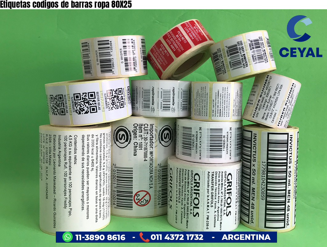 Etiquetas codigos de barras ropa 80X25