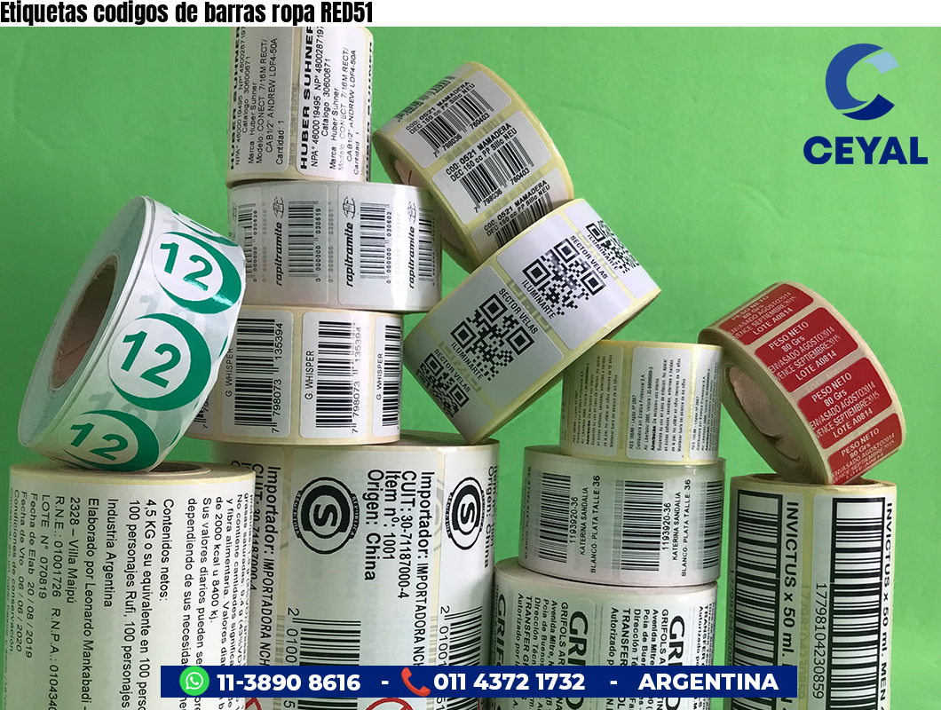 Etiquetas codigos de barras ropa RED51