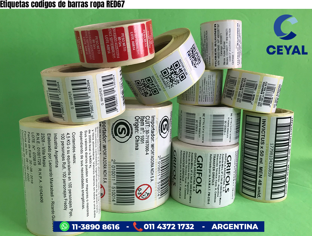 Etiquetas codigos de barras ropa RED67