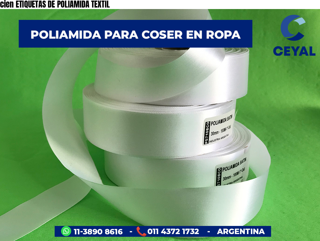 cien ETIQUETAS DE POLIAMIDA TEXTIL