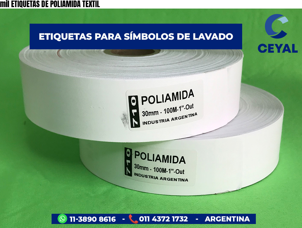 mil ETIQUETAS DE POLIAMIDA TEXTIL
