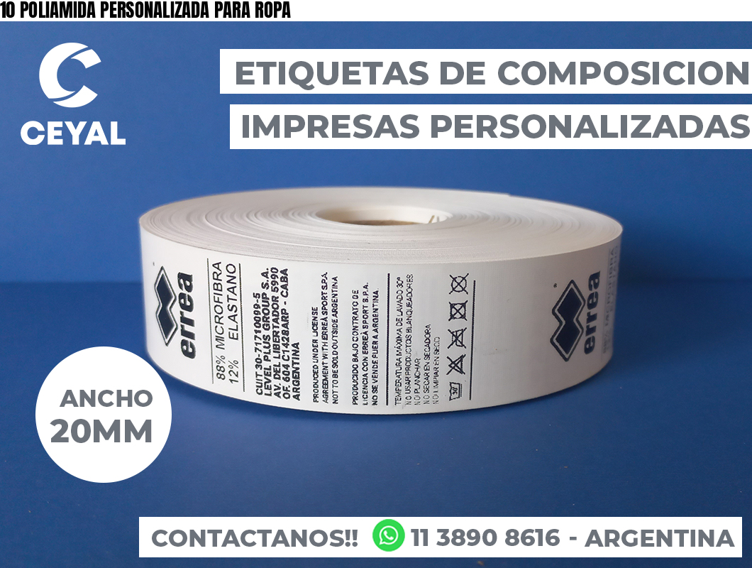 10 POLIAMIDA PERSONALIZADA PARA ROPA