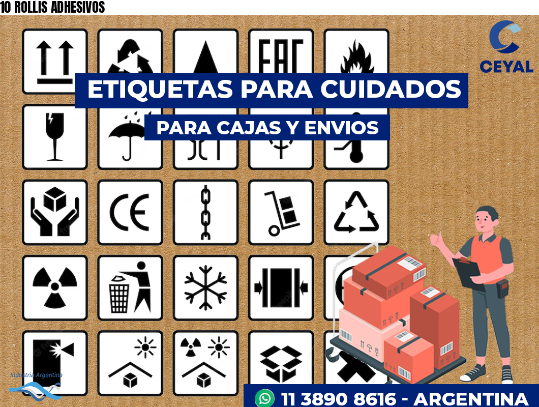 10 ROLLIS ADHESIVOS
