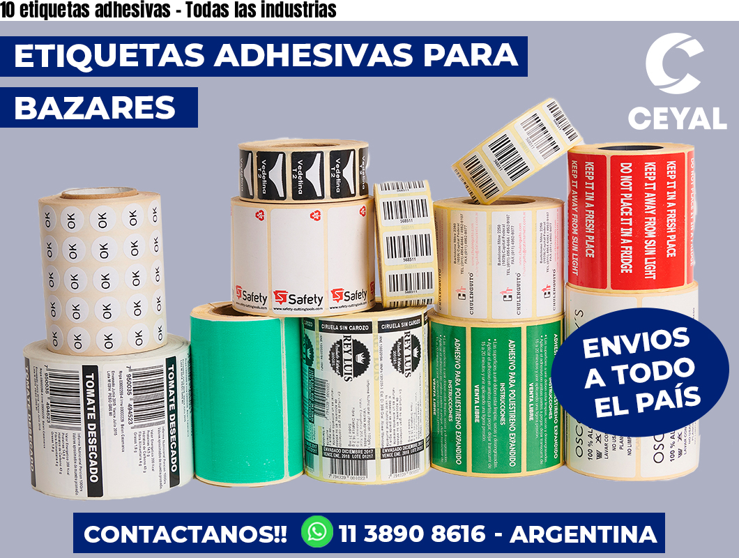 10 etiquetas adhesivas - Todas las industrias