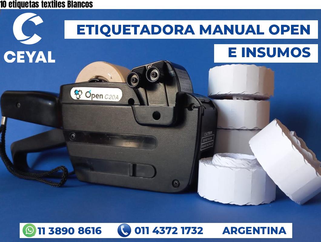 10 etiquetas textiles Blancos