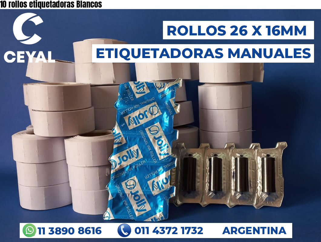 10 rollos etiquetadoras Blancos