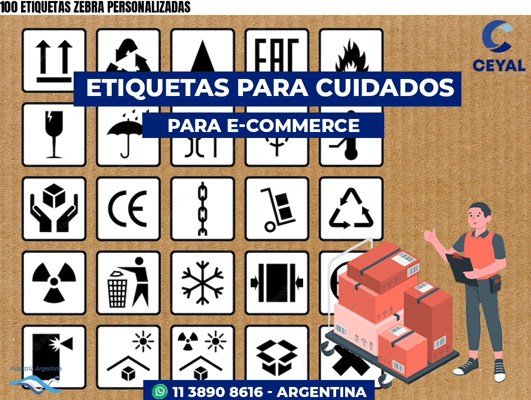 100 ETIQUETAS ZEBRA PERSONALIZADAS