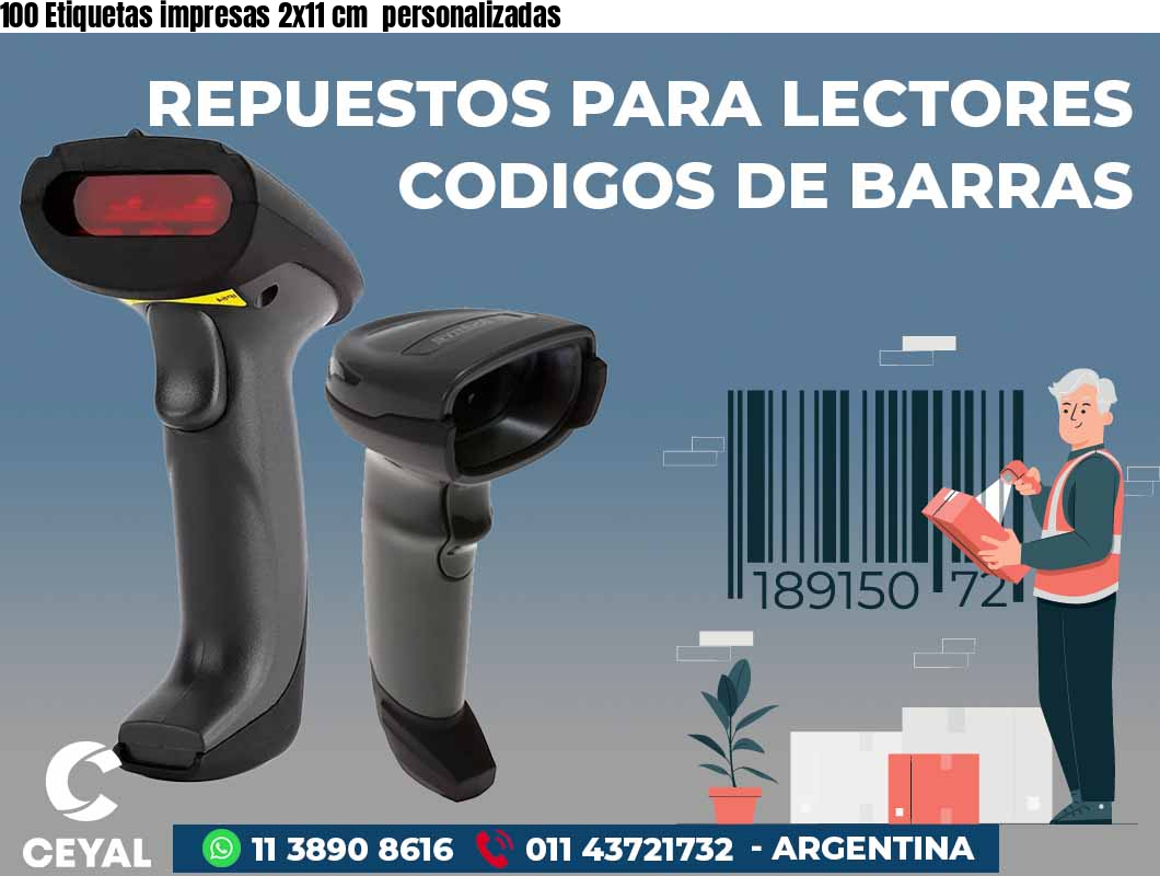 100 Etiquetas impresas 2x11 cm  personalizadas