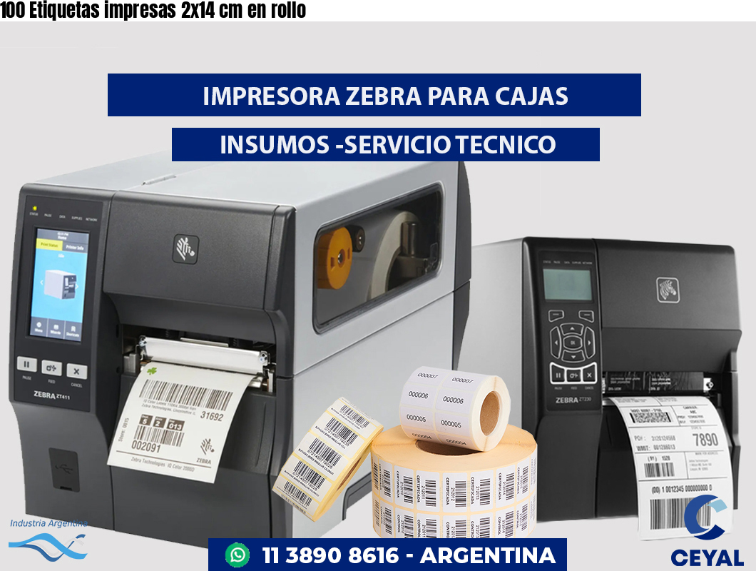 100 Etiquetas impresas 2x14 cm en rollo