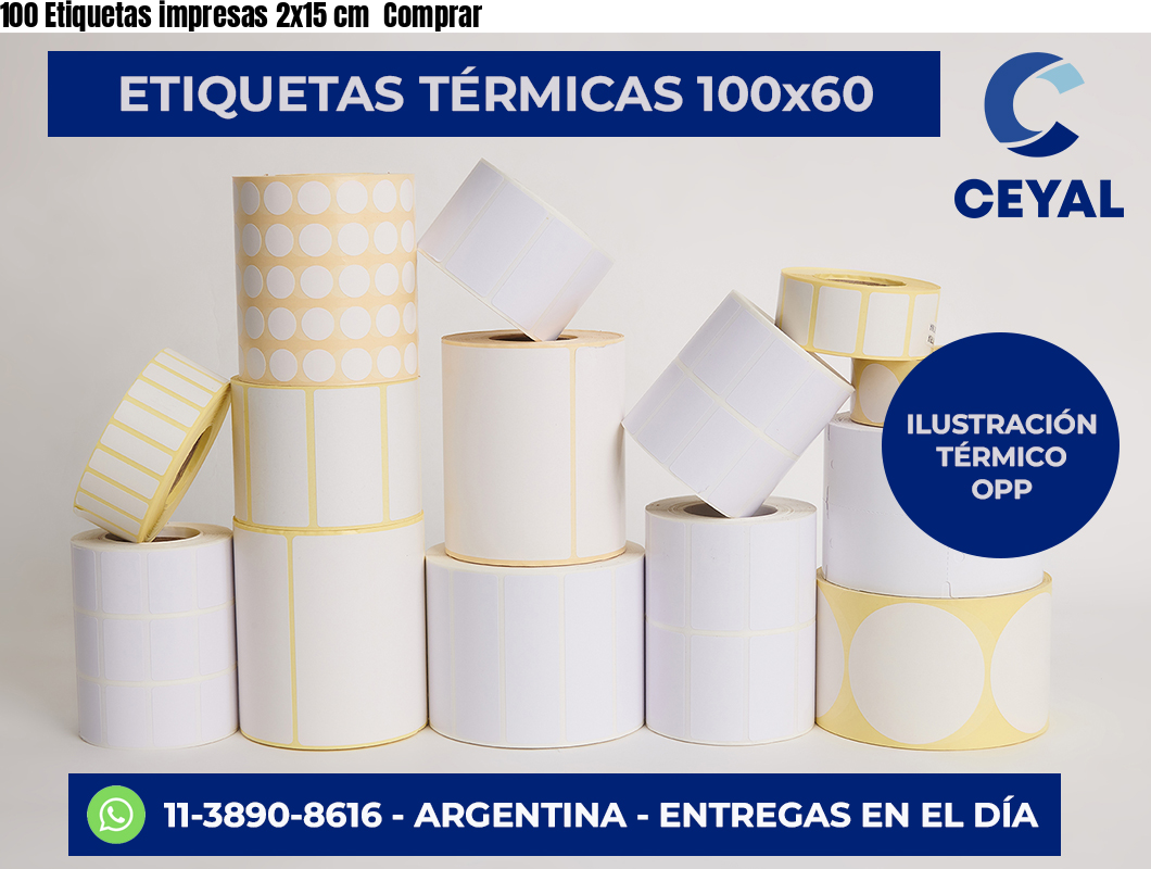 100 Etiquetas impresas 2×15 cm  Comprar