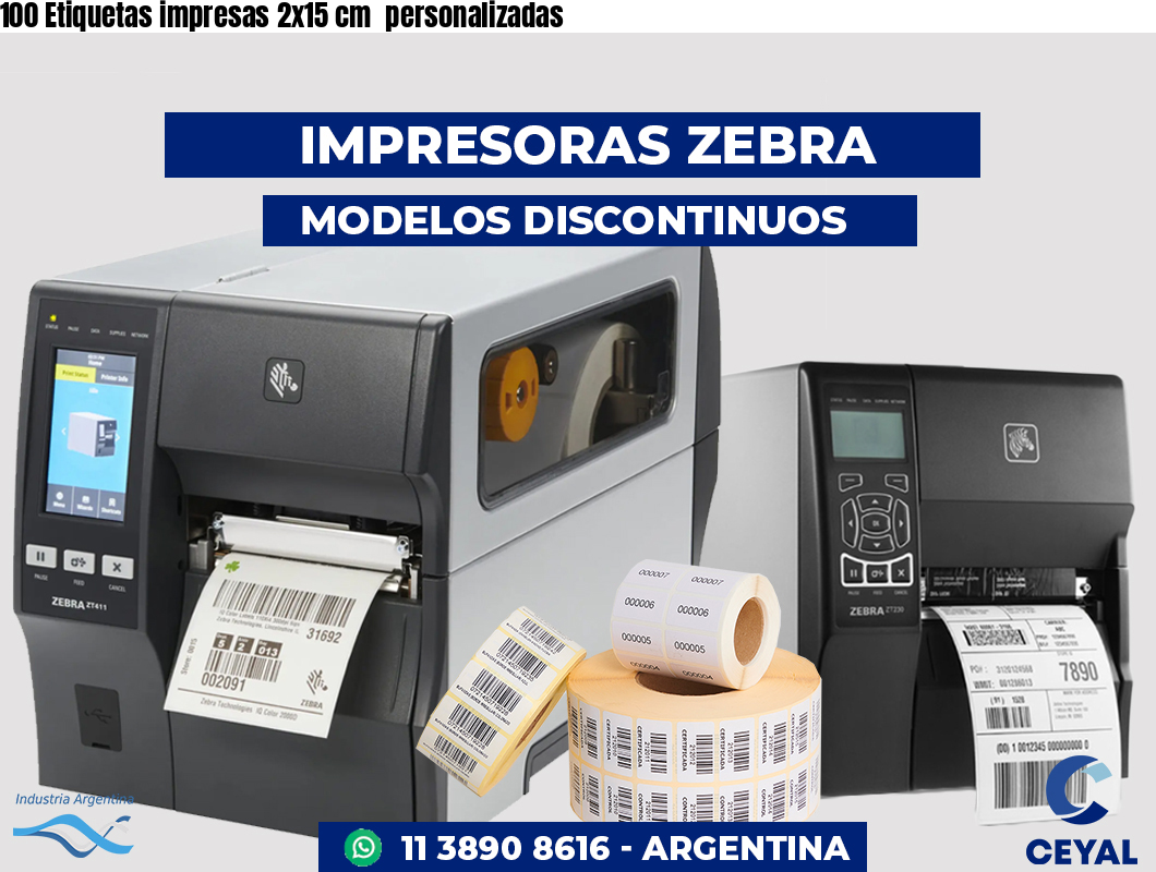 100 Etiquetas impresas 2x15 cm  personalizadas