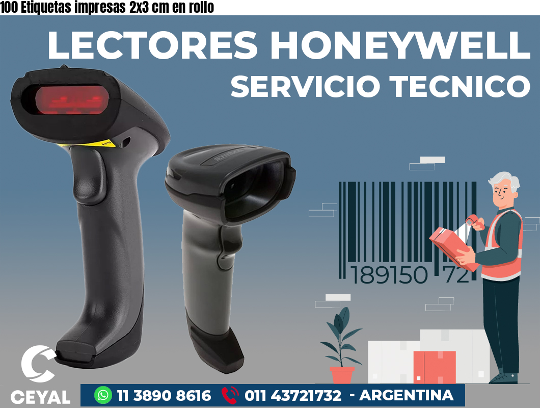 100 Etiquetas impresas 2x3 cm en rollo