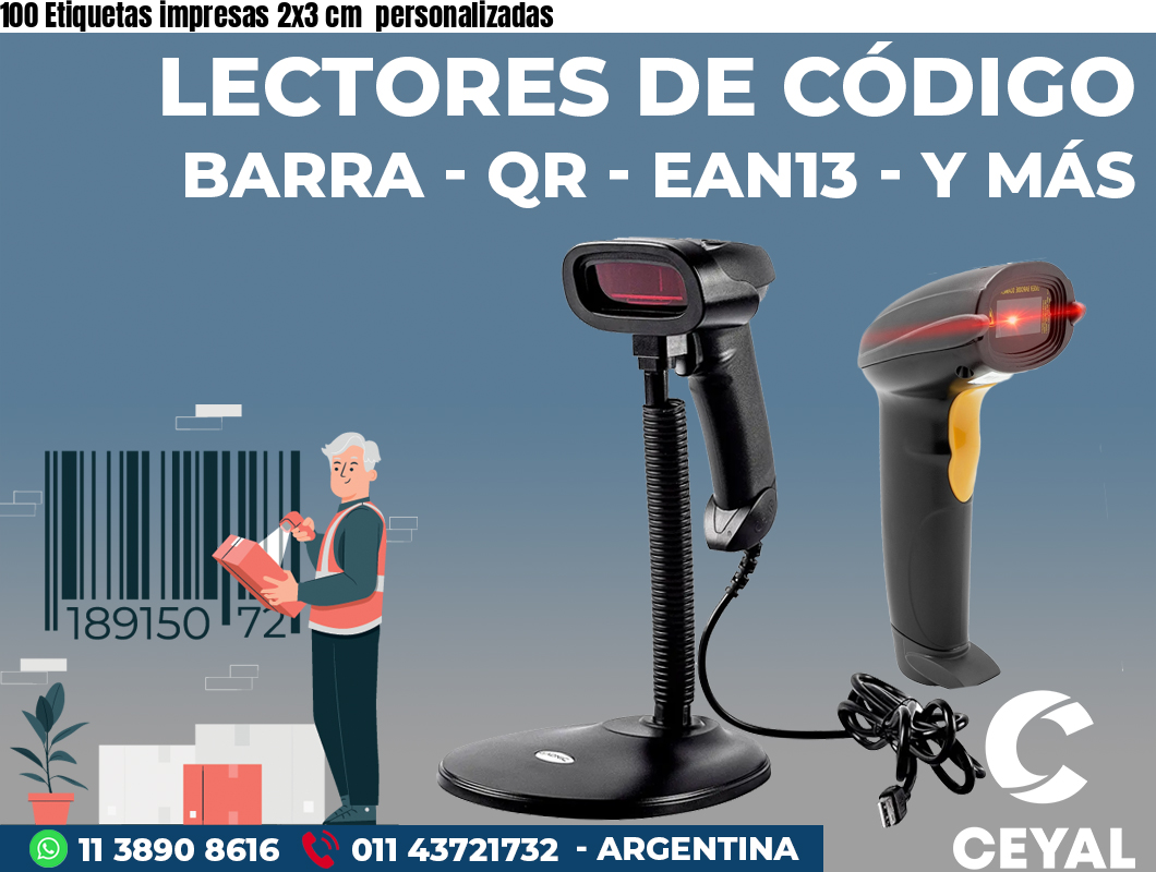 100 Etiquetas impresas 2x3 cm  personalizadas