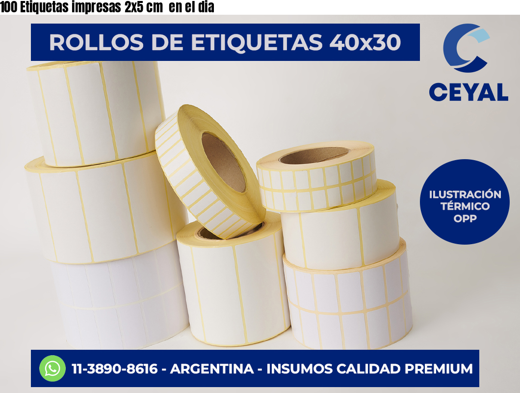 100 Etiquetas impresas 2×5 cm  en el dia
