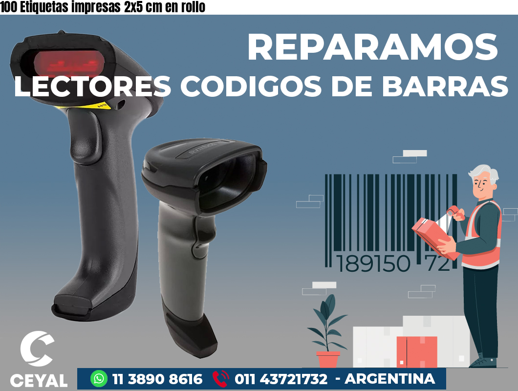 100 Etiquetas impresas 2x5 cm en rollo