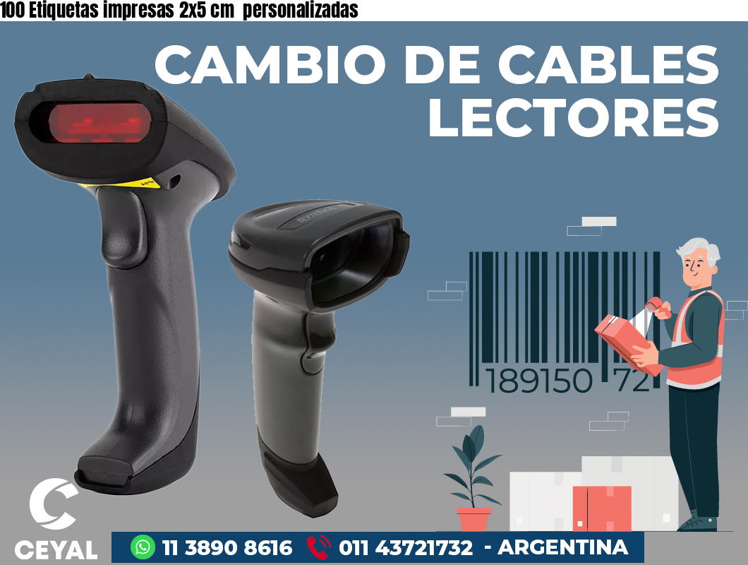 100 Etiquetas impresas 2x5 cm  personalizadas