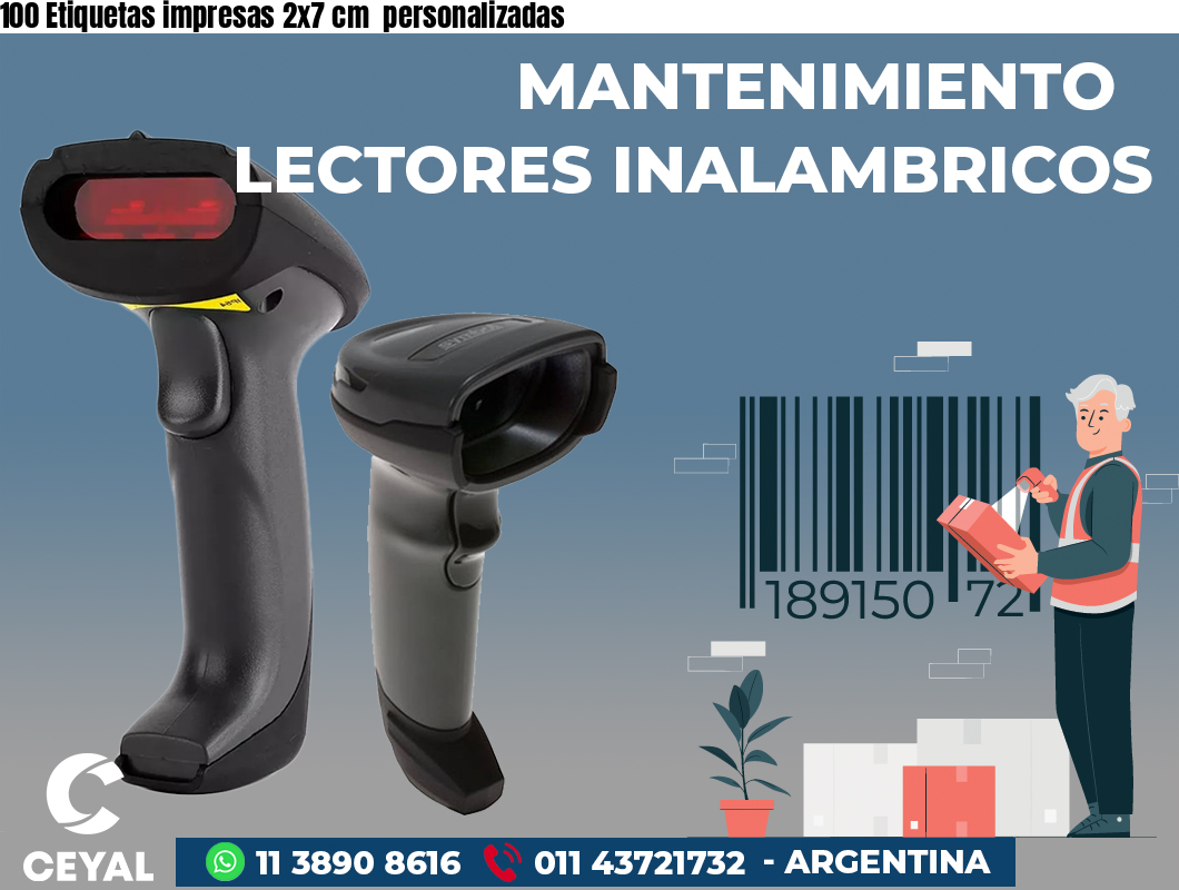 100 Etiquetas impresas 2x7 cm  personalizadas