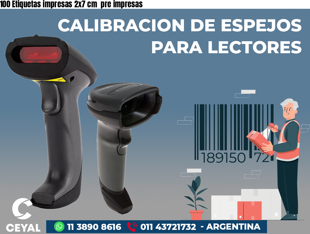 100 Etiquetas impresas 2x7 cm pre impresas