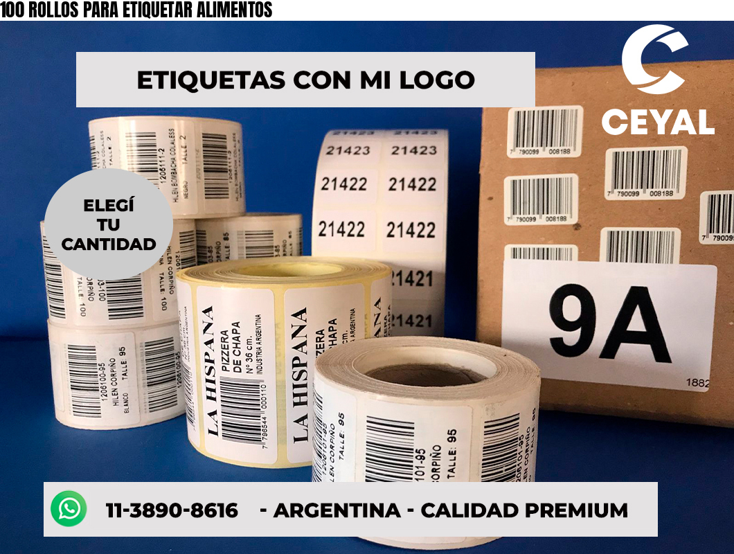 100 ROLLOS PARA ETIQUETAR ALIMENTOS