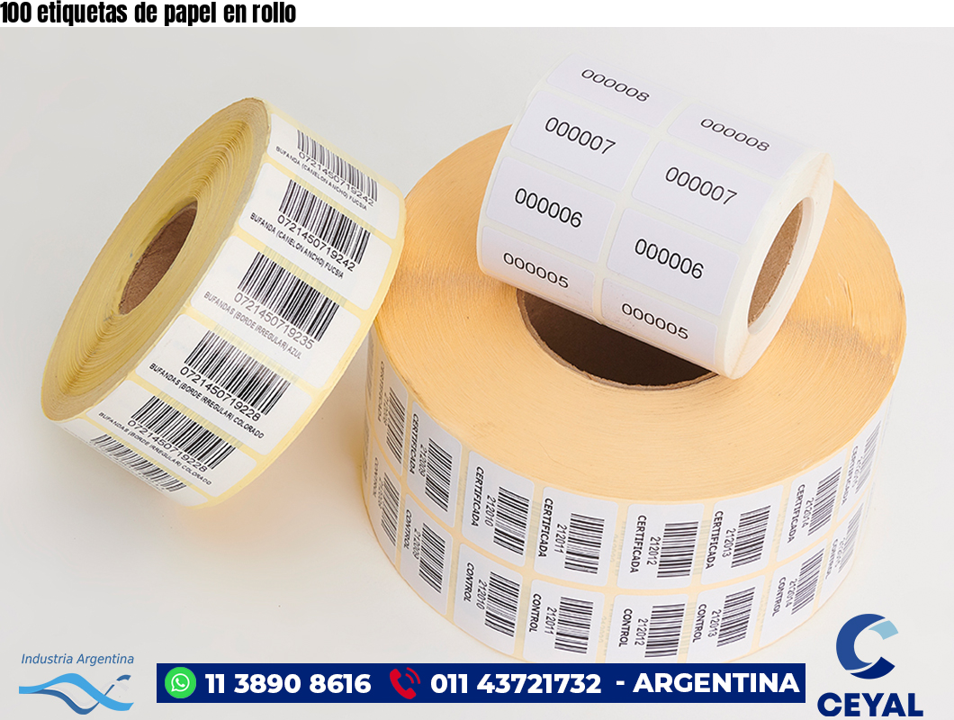 100 etiquetas de papel en rollo