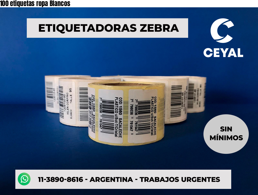 100 etiquetas ropa Blancos