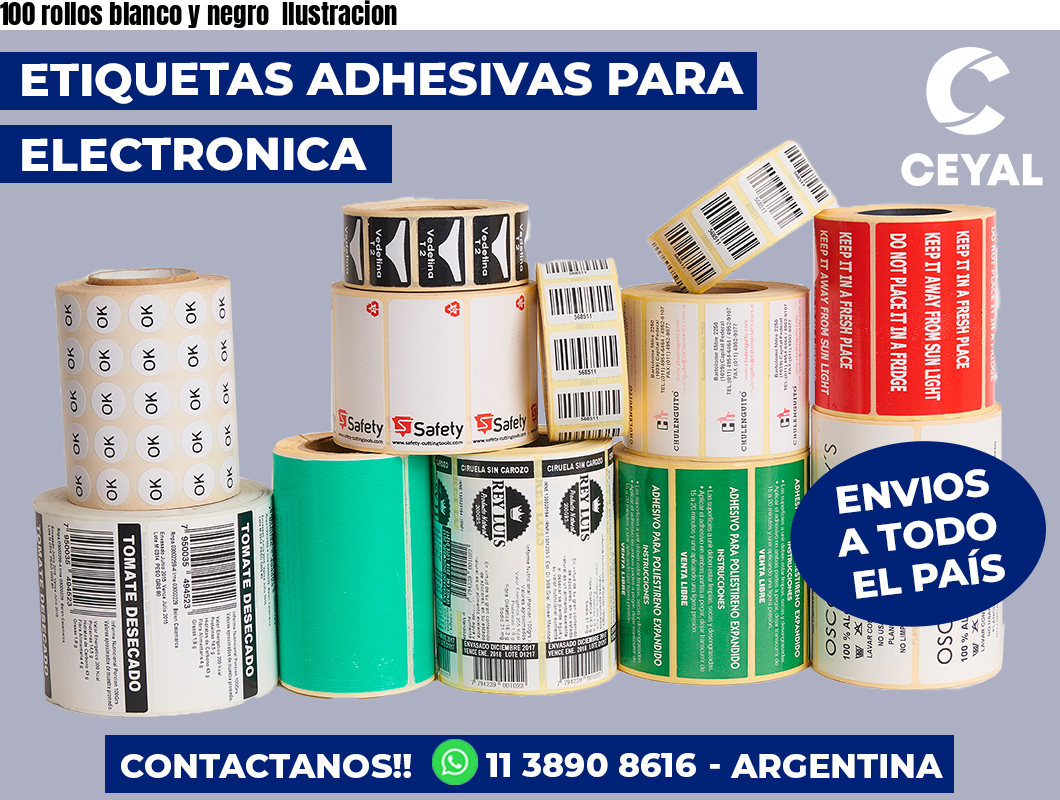 100 rollos blanco y negro Ilustracion