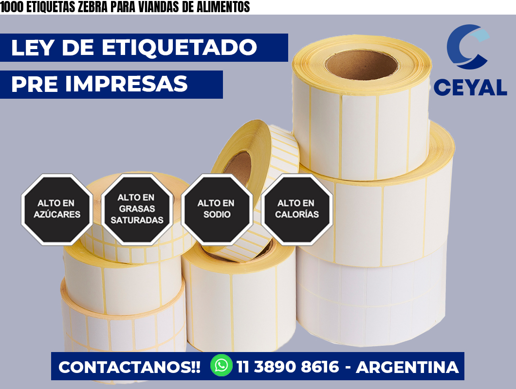 1000 ETIQUETAS ZEBRA PARA VIANDAS DE ALIMENTOS