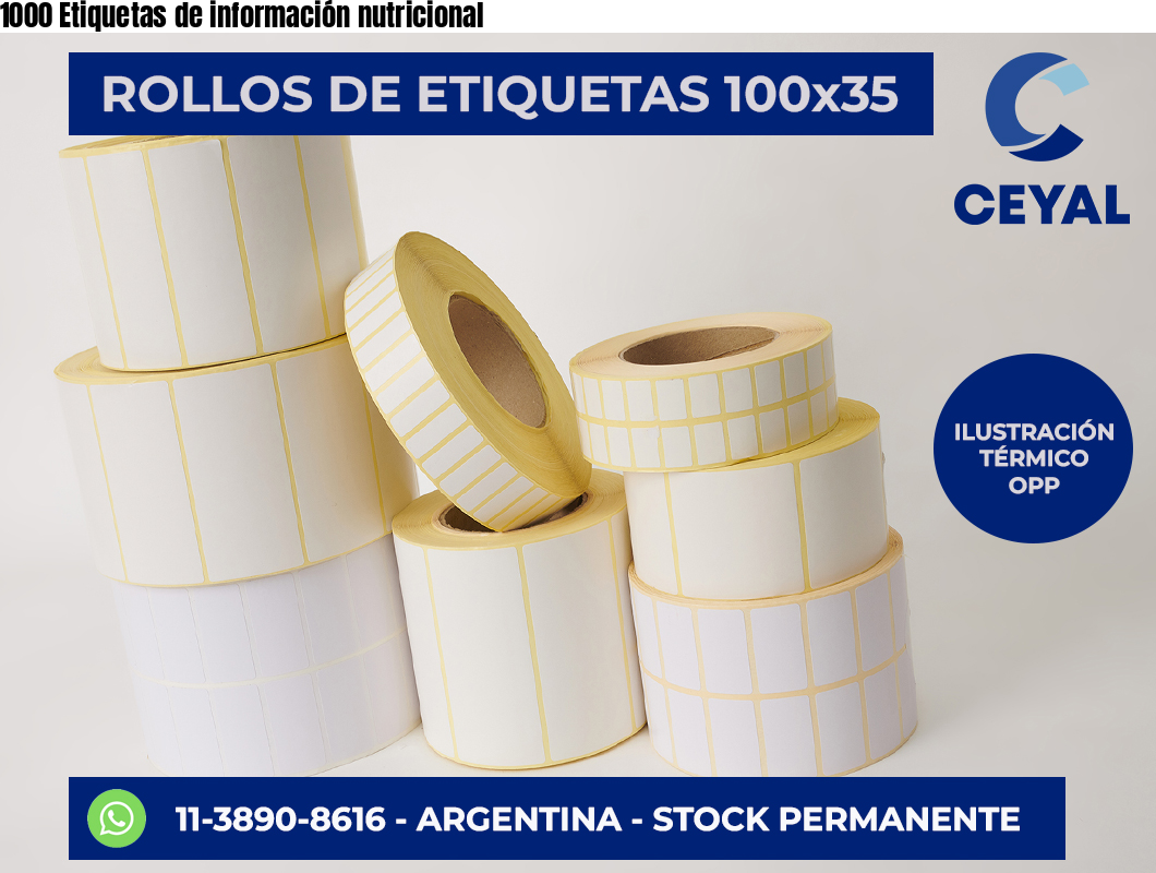 1000 Etiquetas de información nutricional