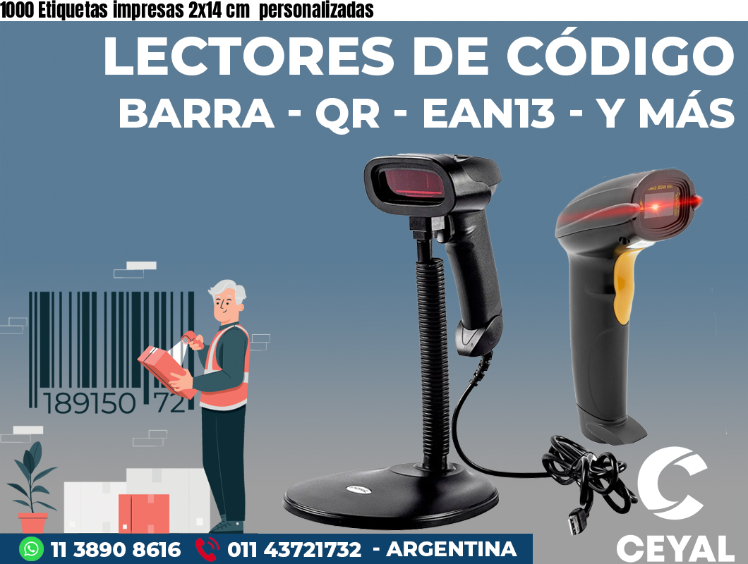1000 Etiquetas impresas 2x14 cm  personalizadas