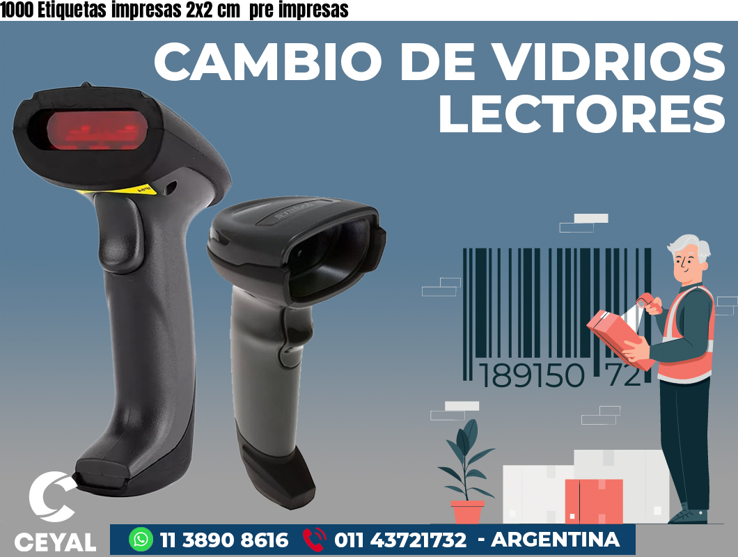 1000 Etiquetas impresas 2x2 cm  pre impresas
