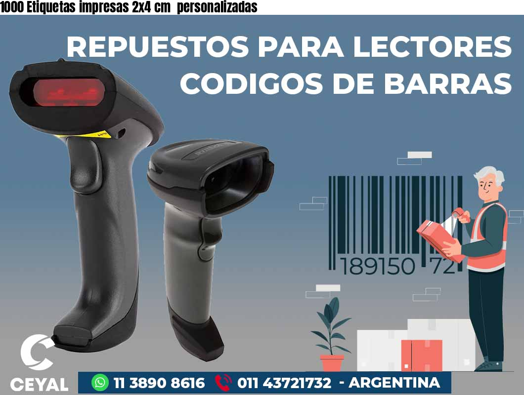 1000 Etiquetas impresas 2x4 cm  personalizadas