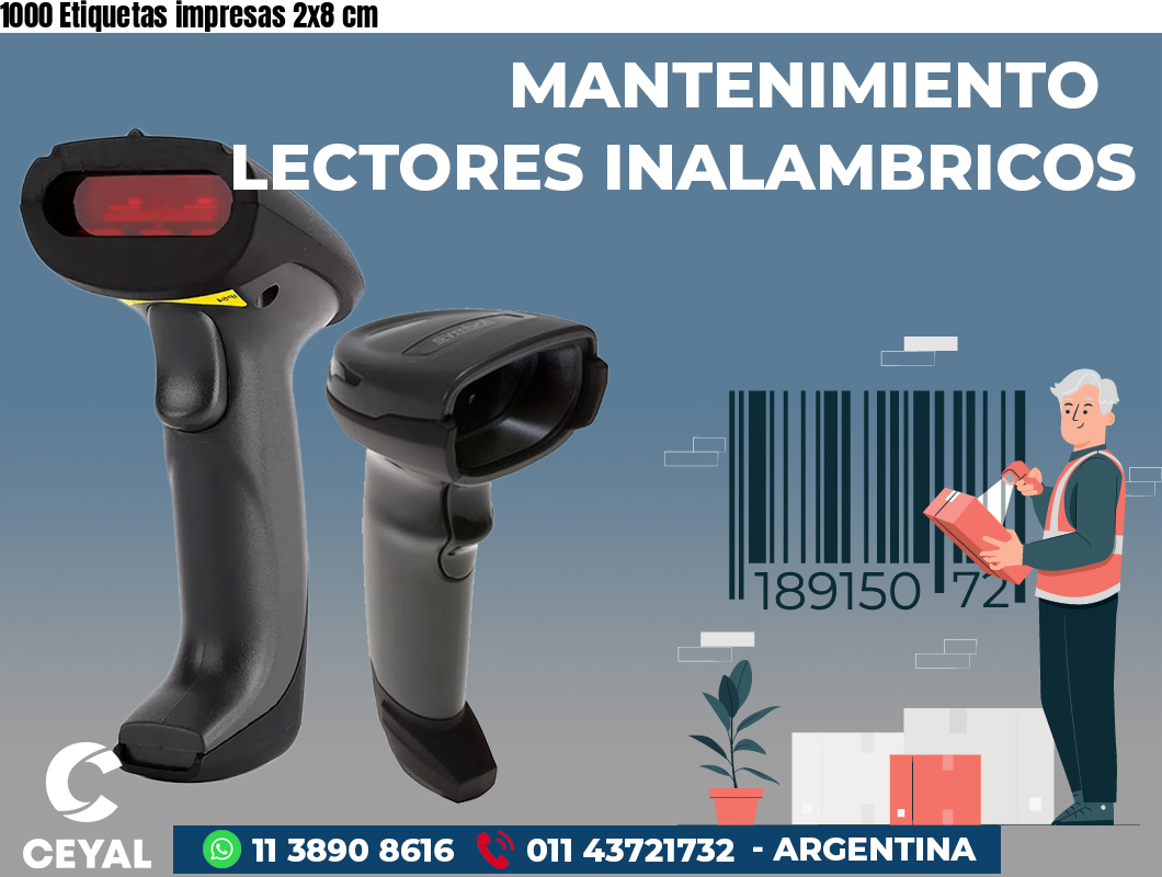 1000 Etiquetas impresas 2x8 cm