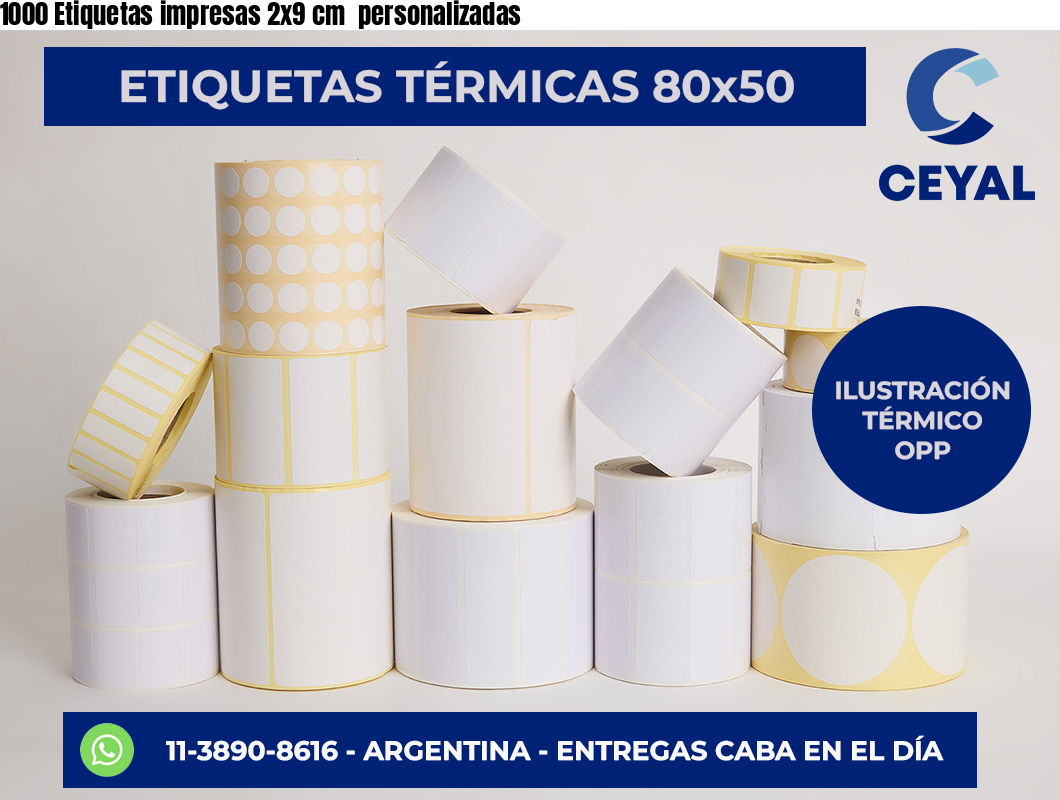 1000 Etiquetas impresas 2×9 cm  personalizadas