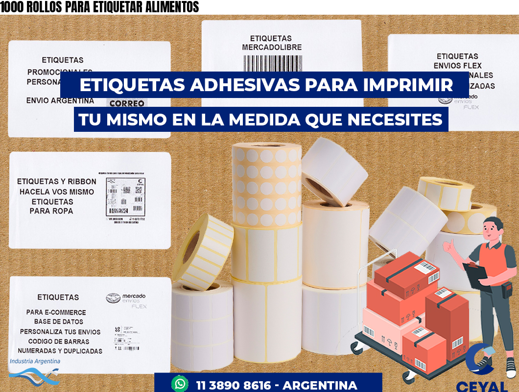 1000 ROLLOS PARA ETIQUETAR ALIMENTOS