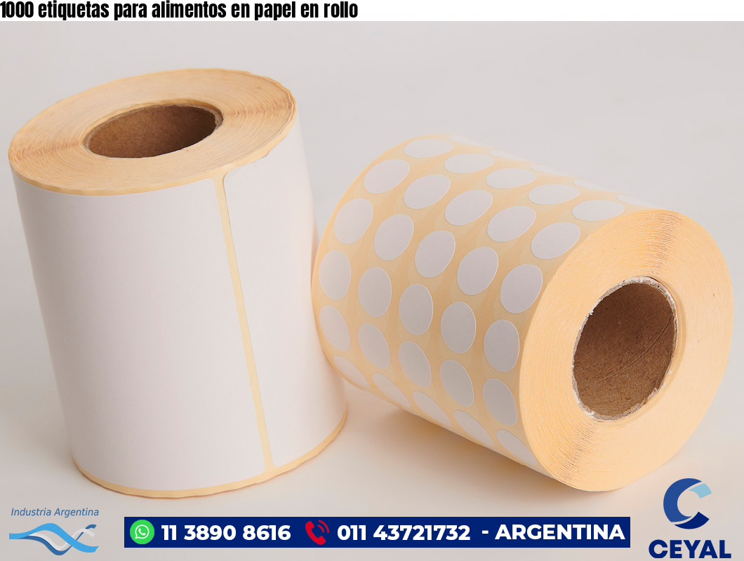 1000 etiquetas para alimentos en papel en rollo