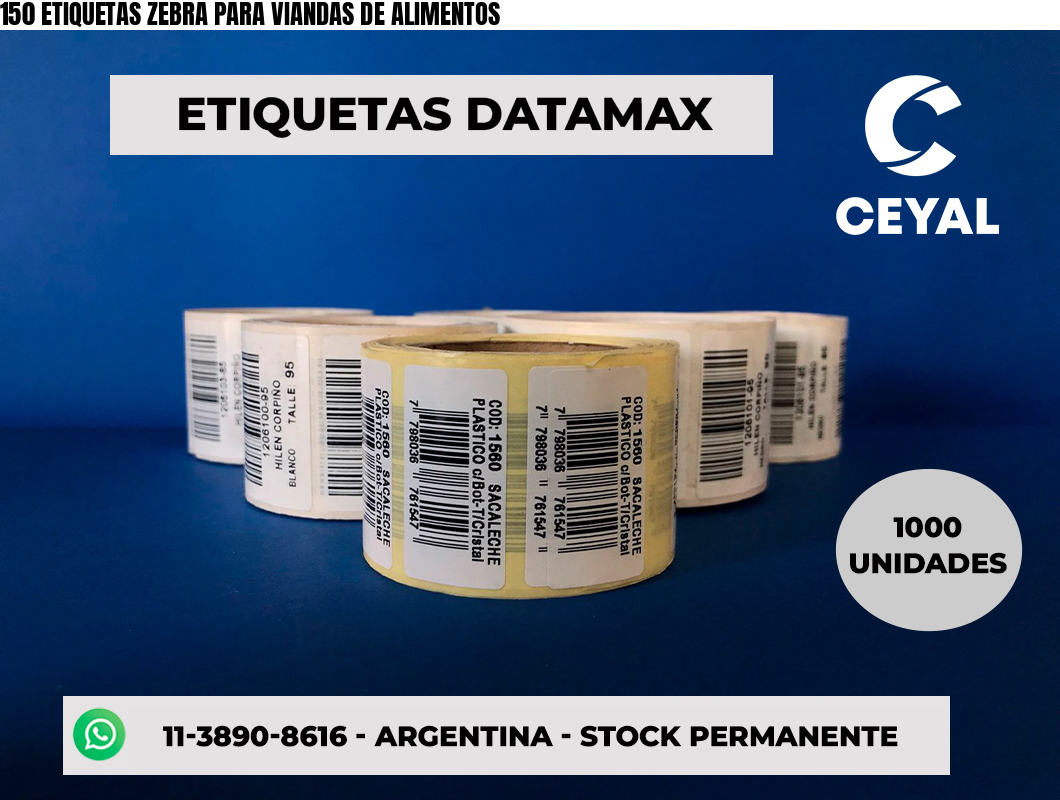 150 ETIQUETAS ZEBRA PARA VIANDAS DE ALIMENTOS