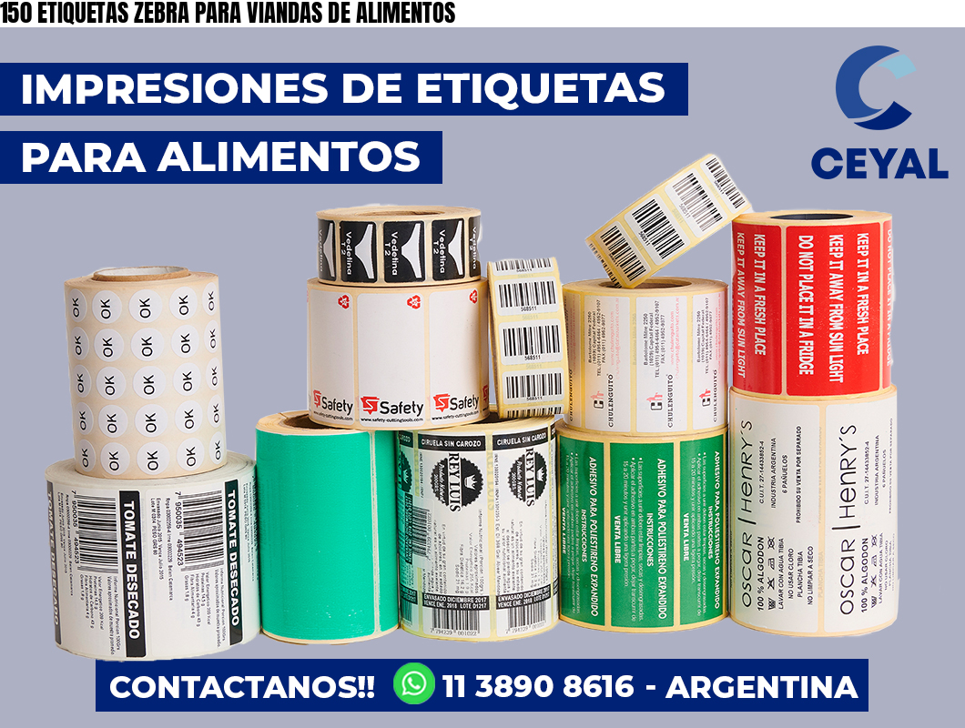 150 ETIQUETAS ZEBRA PARA VIANDAS DE ALIMENTOS