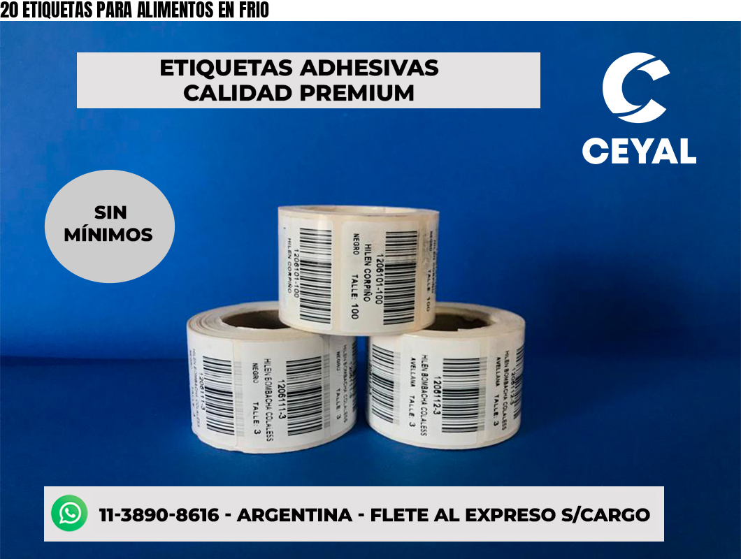 20 ETIQUETAS PARA ALIMENTOS EN FRIO