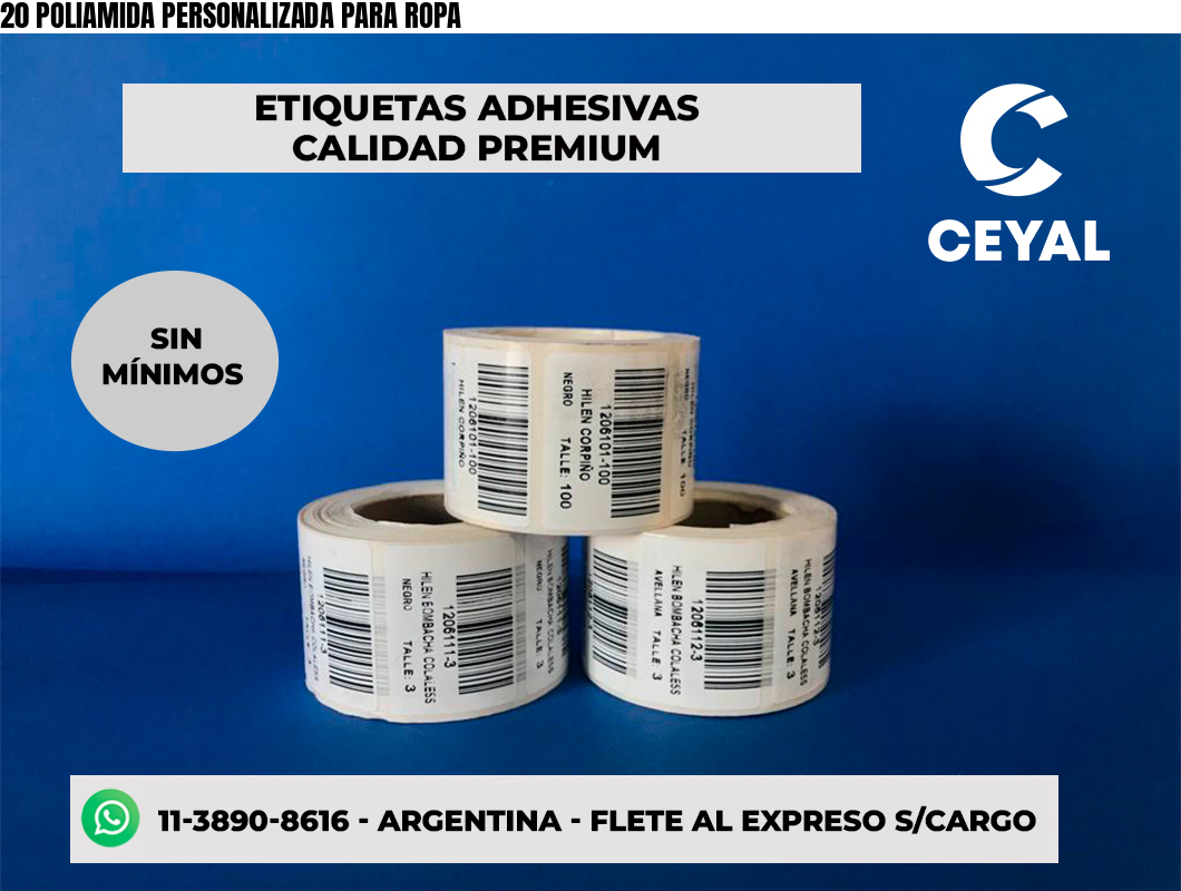 20 POLIAMIDA PERSONALIZADA PARA ROPA