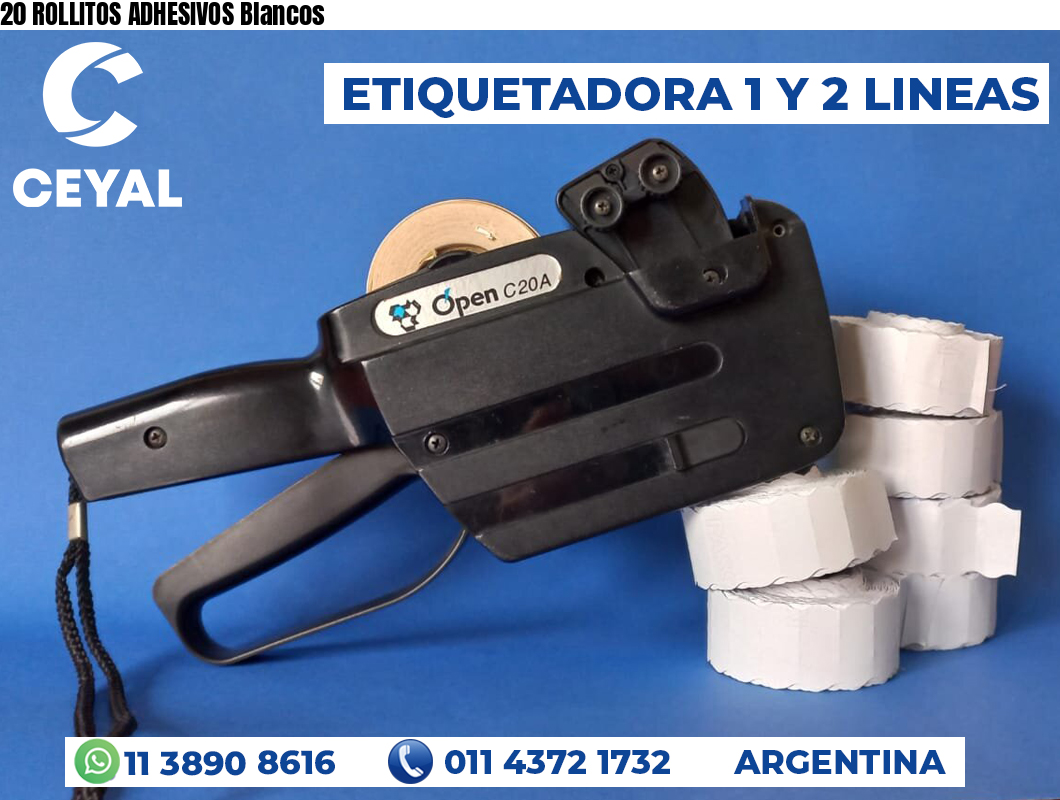 20 ROLLITOS ADHESIVOS Blancos