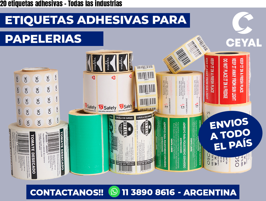 20 etiquetas adhesivas - Todas las industrias