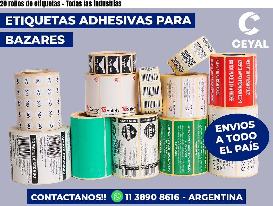 20 rollos de etiquetas – Todas las industrias