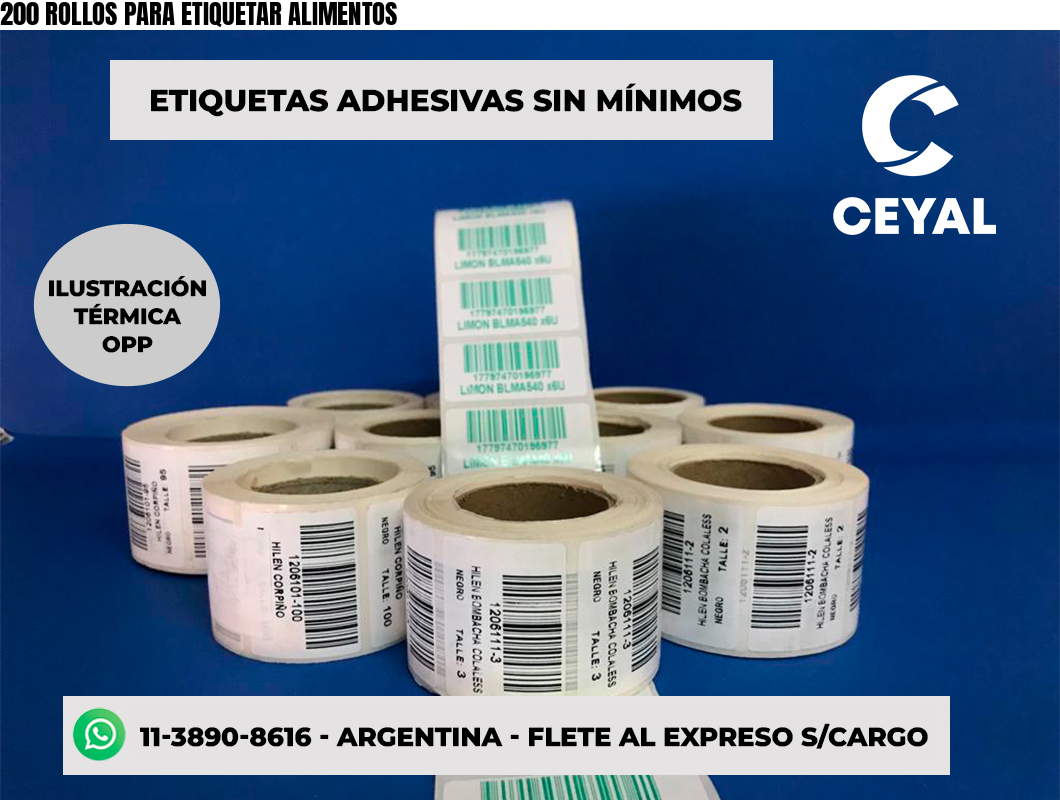 200 ROLLOS PARA ETIQUETAR ALIMENTOS