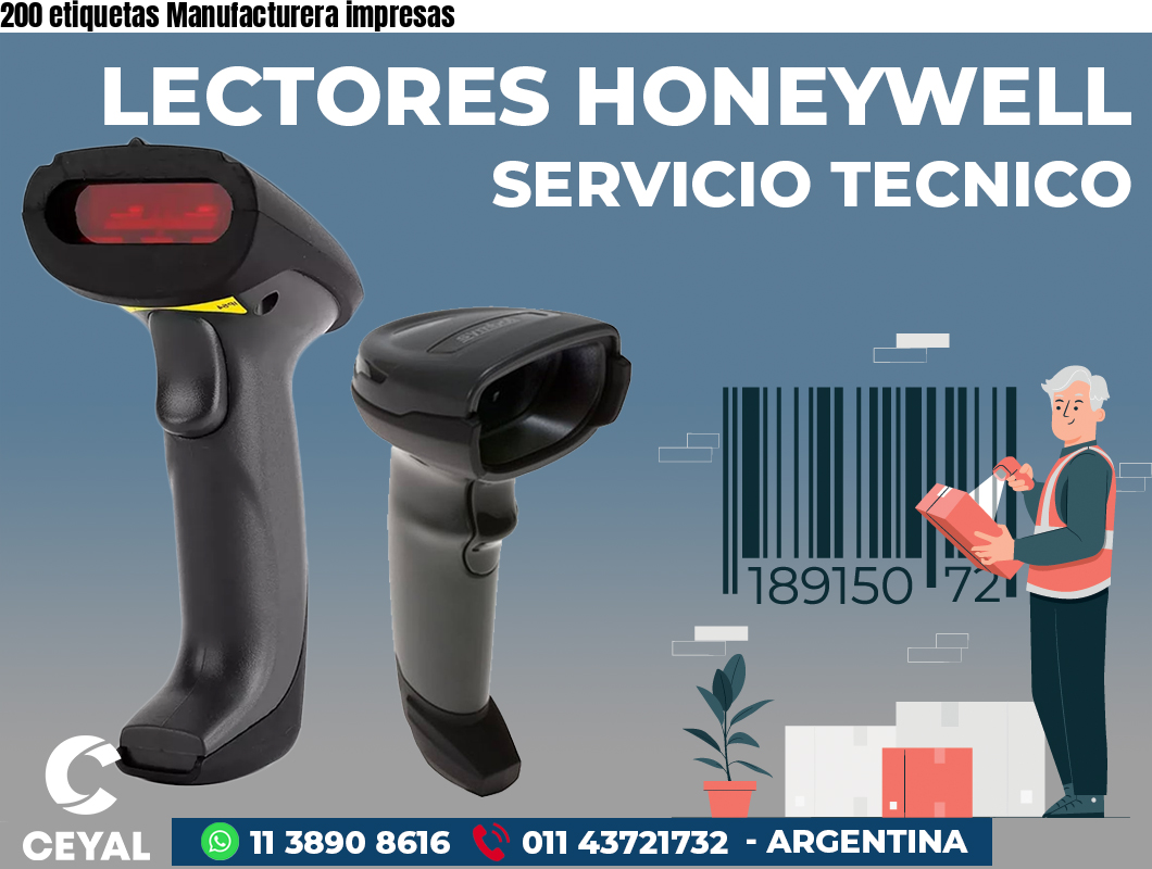 200 etiquetas Manufacturera impresas